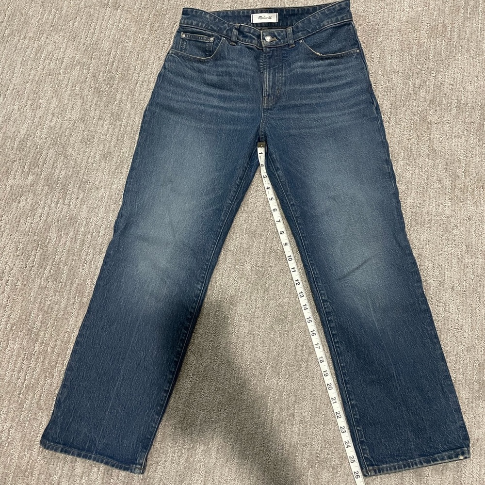 Madewell The Curvy Longline Straight Jean in blue denim